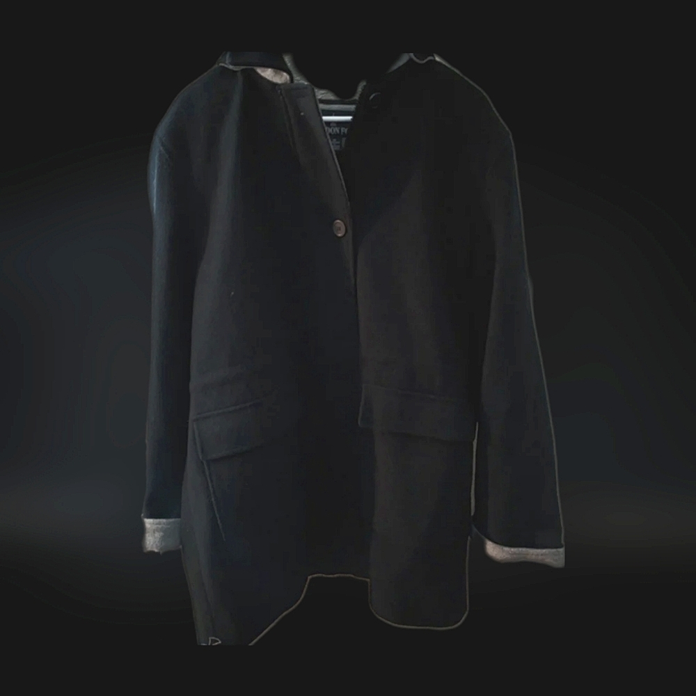 London Fog, Wool Pea Coat style Black Jacket size 1X